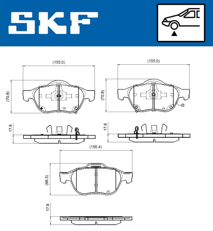 Jogo de 4 pastilhas de travão SKF ref. VKBP 81086 A